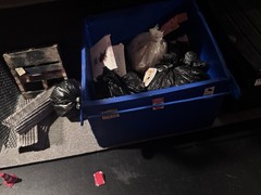 1:12 Scale Blue WM Dumpster LOT (includes GARBAGE + ACCESSORIES) Prop Diorama