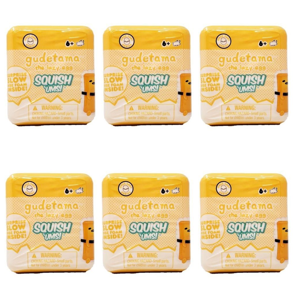Gudetama The Lazy Egg Squish ‘Ums – Lot of 6 Blind Cubes