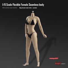 US 1:6 Flexible Female Seamless Body Suntan Skin Large Bust Breast Figure Body