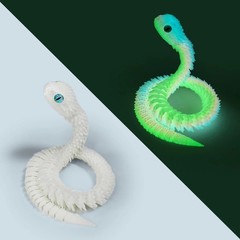 3D Printed Articulated Snake – Luminous Glow Jointed Fidget Toy Desktop Decor