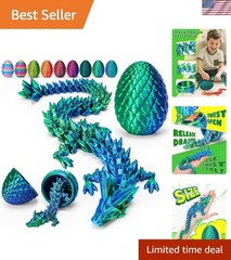 12″ 3D Printed Dragon Egg with Articulated Crystal Toy – Perfect Easter Gift!