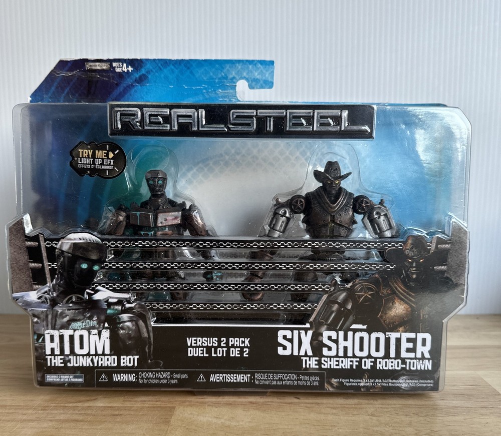 Real Steel Versus 2 Pack Atom vs Six Shooter Robots Jakks Pacific Action Figures