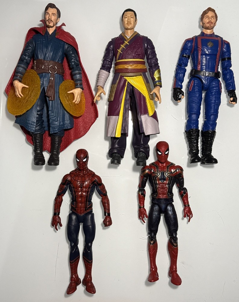 Marvel Legends MCU lot Of 5, Spider-Man, Dr. Strange, Wong, Star Lord