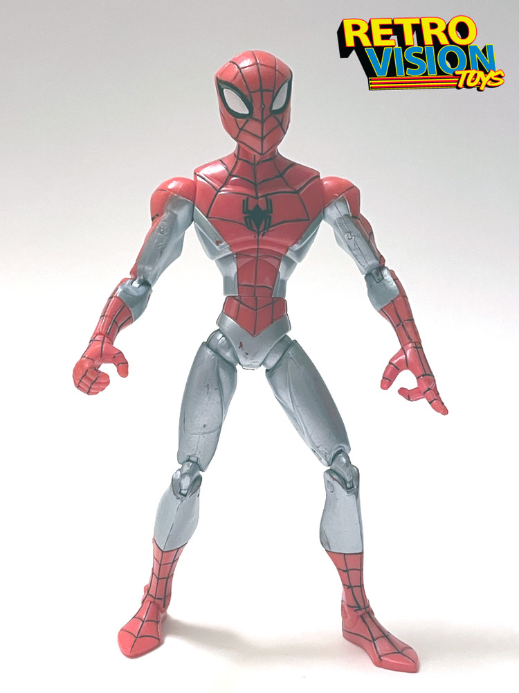 Spider-Man Animated Series Red/Silver Glider Spider Charged(2008, Hasbro) Figure