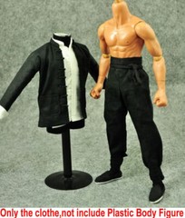 1/6 Kung Fu Shirt Chinese Traditional Man Suit Clothes Black F Action Figure Toy