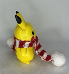 Pokemon Holiday Pikachu Figure 3″ Christmas Toy Red White Knit Scarf Jazwares