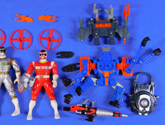 POWER RANGERS IN SPACE FIGURE LOT OF 5 BLUE, RED, SILVER, BLACK BATTLIZED