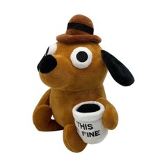 New 25cm This is Fine Meme Dog Plush Coffee Cup Stuffed Plush Toy