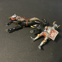 Papo Medieval Knight Red Silver Rider Black Horse Jousting 2001 Figure 3”