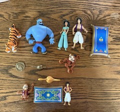 12!!! VNTG Disney Mattel 1992 + BK Aladdin Items See Photos + Description