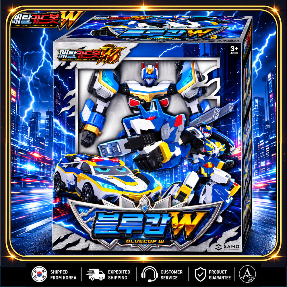 Metal Cardbot W Season 3 Blue Cop W Transforming Police Car Robot Figure