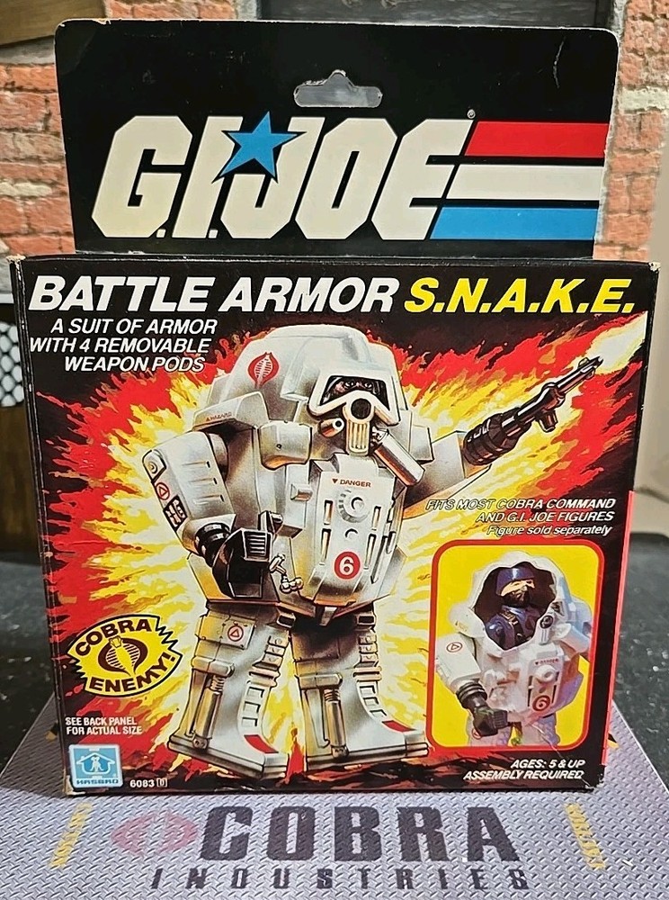 GI JOE ~ 1983 SNAKE BATTLE ARMOR ~ S.N.A.K.E. ~ 100% COMPLETE & WHITE BLUEPRINT
