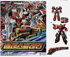 Metal Cardbot S BLASTRAIN Blast Train Red Transforming Robot Diesel Trains