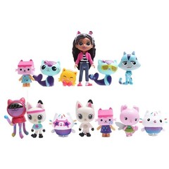 13pcs Anime Figure Gab Toy Smiling Cakey Catrat Hug Doll Mercat Cartoon Action