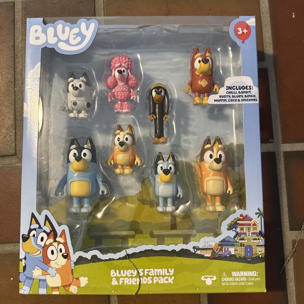 Bluey Family and Friends Pack 8 Figure Multi Pack.. New In Box But Box Damaged