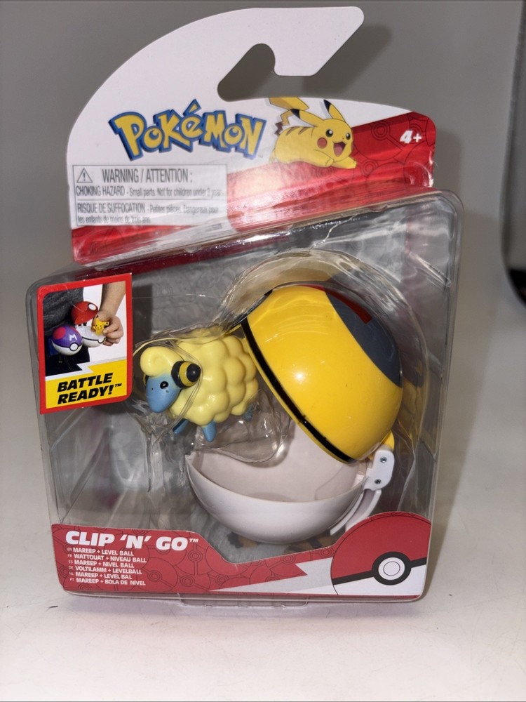 Pokemon Clip N Go Mareep 2″ Level PokeBall Action Battle Figure Toy Jazwares