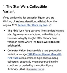 STAR WARS, RARE PINK TUSKS – 1979 WALRUS MAN – GRADED 70+, 21 BACK-B, KENNER MOC
