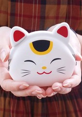 mimi Pochi Japan Lucky Cat White Pouch 04414