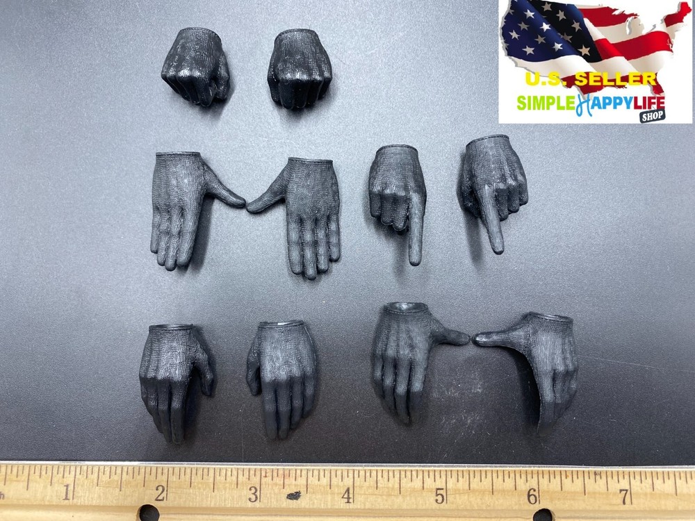 10 x 1/6 male black glove hand replacements for 12″ figure Phicen hot toys ❶USA❶