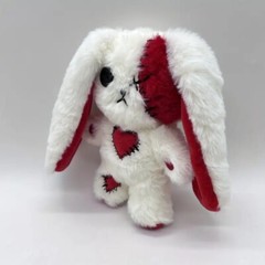 Goth Bunny Red/ White Plush (Size: 7.09in×5.12in) Christmas Gift