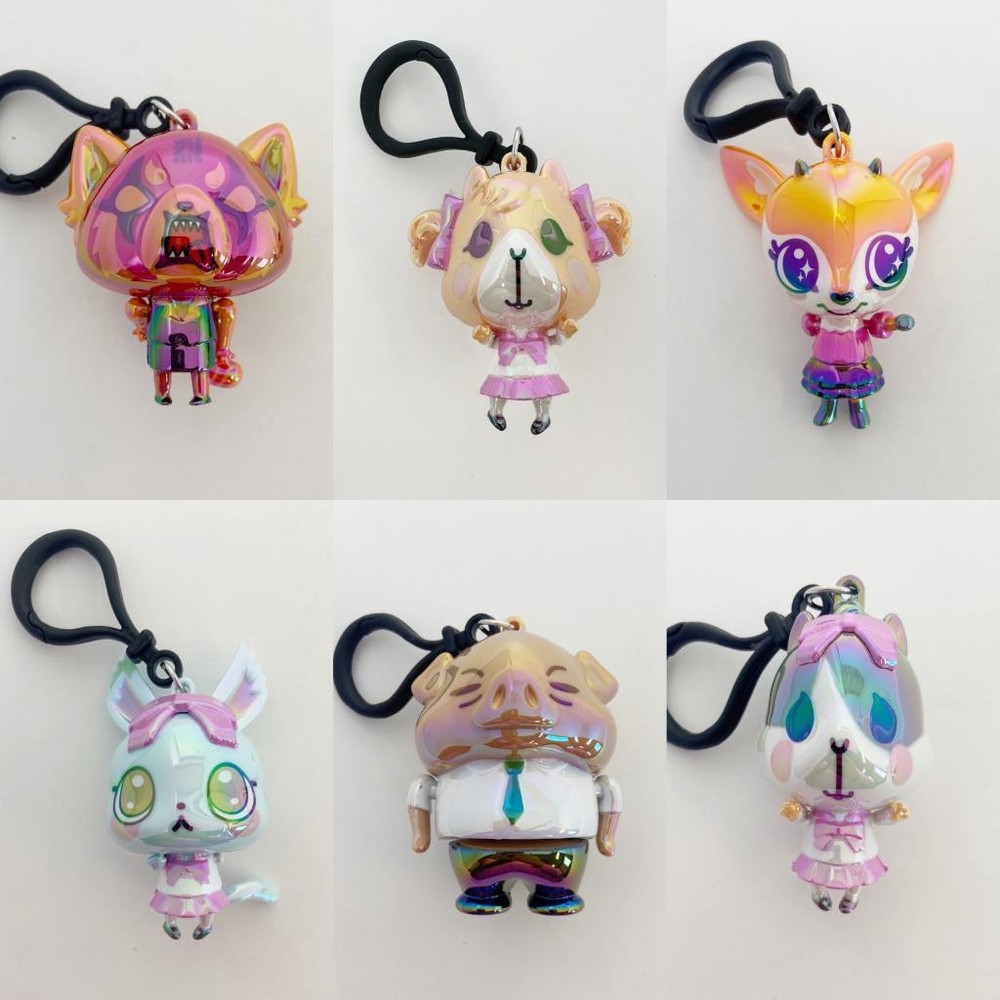 Aggretsuko Chibi In Motion Clip-On Danglers Series 2 Complete Set 6 Iridescent
