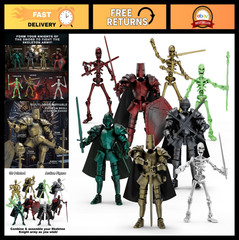 8pcs DIY Multi-Colored 3D Printed Action Figures Set – Medieval Knight Style, Mo
