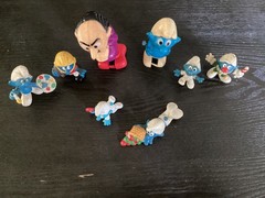 Vintage 1980’s Smurfs Action Figures and Wind-up Toy Lot. Gargamel, Clown