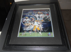 Bret Favre Mancave items 8″ x 10″ Photo in 13″ x 15″ Frame & Pro Action Football