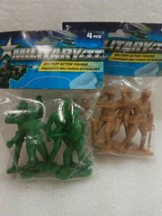 Military Action Figures ~ 4 Green & 4 Tan (8 Total) ~ 4″ Tall ~ Ages 3+