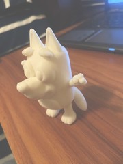 3D Printed Mini Bluey. Solid White Color. 89mm Tall.