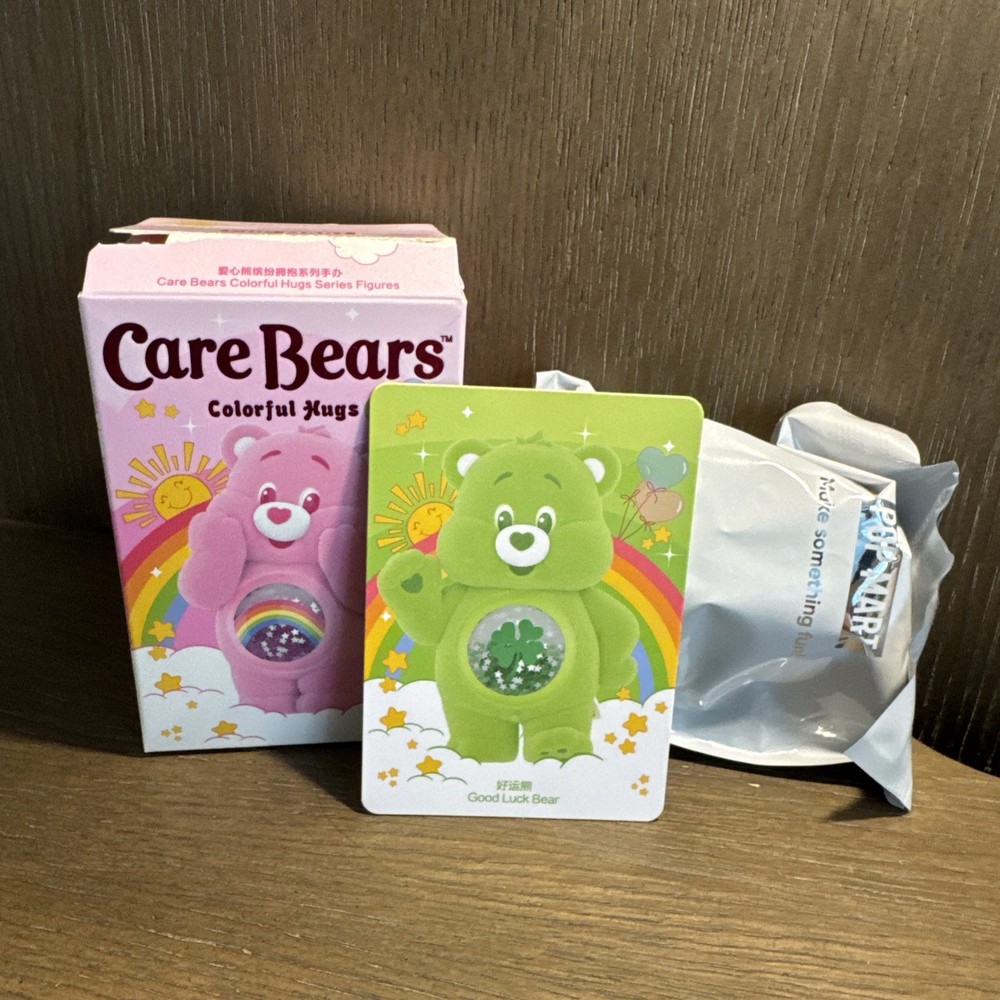 Pop Mart Care Bears Good Luck Bear Figure – Sealed Bag + ID Card – Box Open