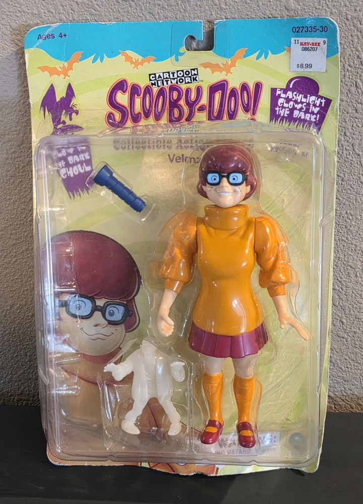 NIB 1999 Scooby-Doo Velma 7″ Action Figure Glow-In-The-Dark Ghoul & Flashlight
