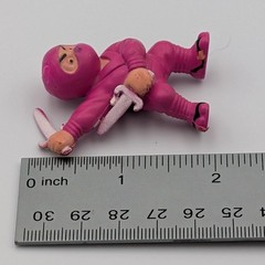 Soma Neon Pink Turban Ninja Figure with daggers 2″ Rubber Martial Arts 1986