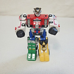 Bandai 1997 Power Rangers 5″ Carranger DX VRV Megazord (READ, wear, incomplete)