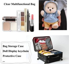 Clear Figure Display Bag with Keychain for 18cm Plush Doll, Doll Carrying Cas…