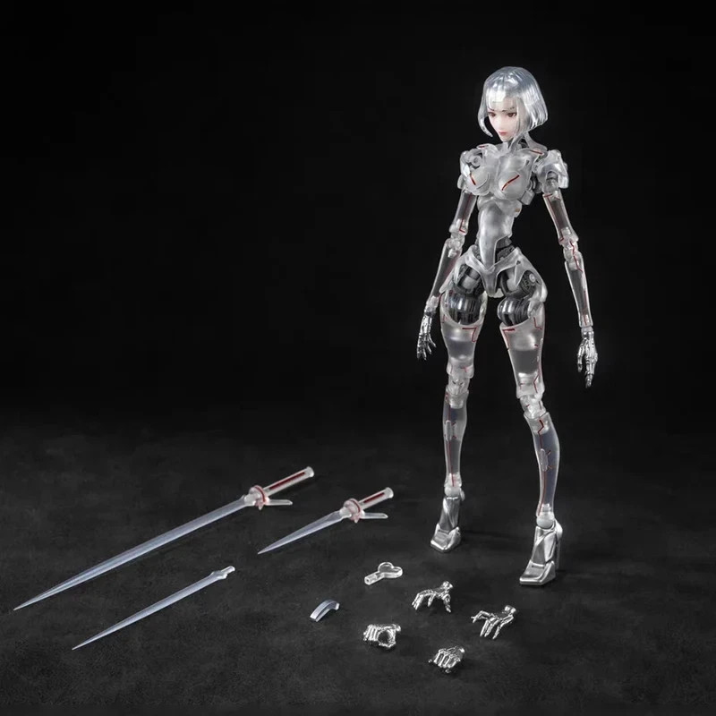 18CM Bone Workshop 1/12 AI Agent Lady Transparent Mechanical Figure Toy
