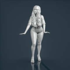 Unpainted resin figurine. Girl woman sexy shirt 1/18 1/24 1/43 1/32