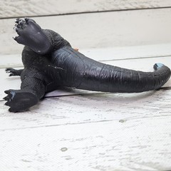 Soft Rubber Stuffed Godzilla Third Party Figure 6″ Orange Blue Spikes Read