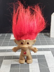 Vintage Ace Novelty Troll Doll Figure Red Hair Belly Gem Made in China 3.5″ Tall
