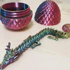 3D Printed Articulated Dragon with Egg Movable Joint Figure Desktop Toy