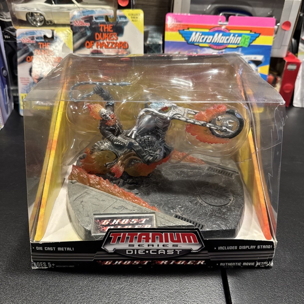 Ghost Rider Titanium Series Figure with Display Stand has been out of box rough