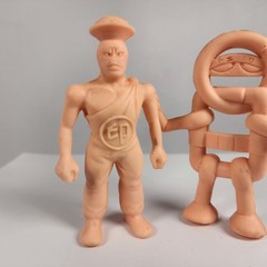 Lot of 2 Vintage Japanese Kinnikuman Flesh Color Figures Chainman & Curry Cook