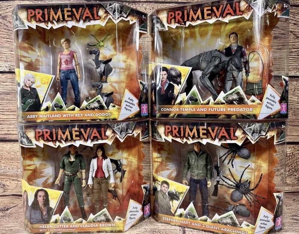 PRIMEVAL 2006 TV Show Action Figures Sealed Abby/Conner Temple/Stephen/Helen.