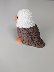 3D Printed Eagle Figure, Crochet Texture Desk Decor, Knit Bird Decor