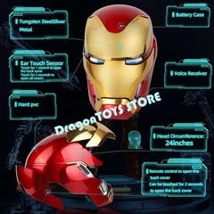 Iron Man Mk50 Friday Helmet Autoking 1/1 Wearable Helmet Cosplay LED Gift