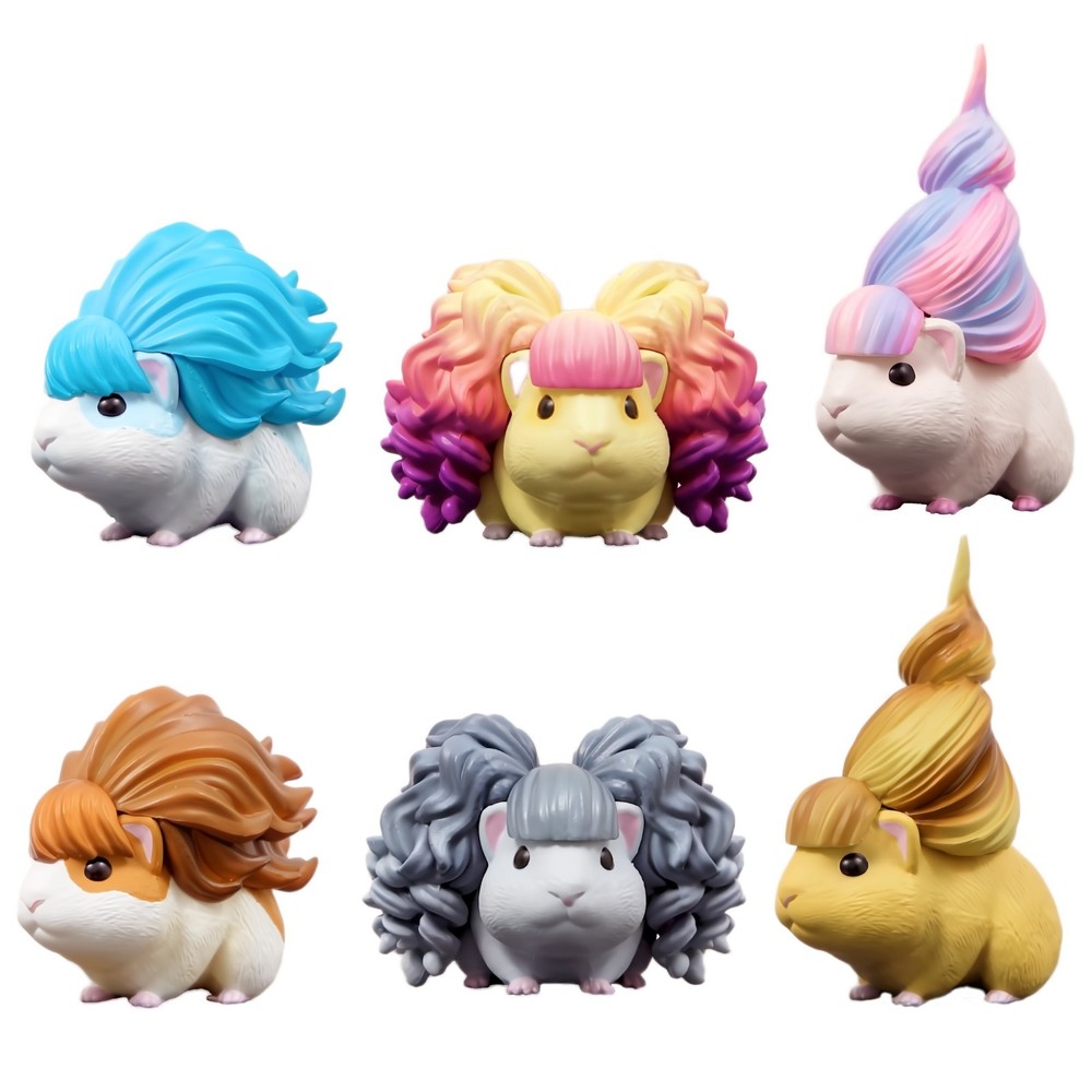 Qualia Blind Box Gacha Guinea Pig Glam Hair Mini Animal Figure 1 Random Toy