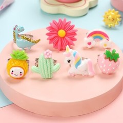 24 pcs PinkSheep Little Girl Jewel Rings in Box, Adjustable Girl Play pink sheep