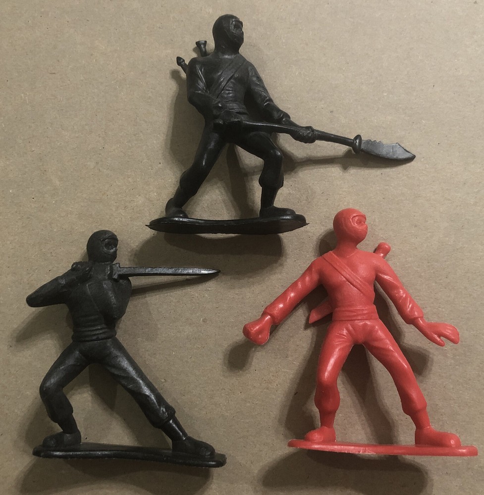 Greenbrier International 3.5” Hard Plastic Ninja Figures Lot Of 3 EUC