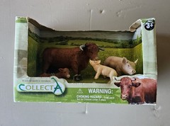 CollectA farm series new in box (shopworn). bull, calves, pig , piglet