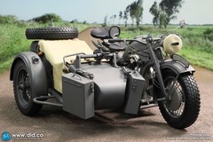 1/6 Scale German WWII, KS 750 Motorcycle With Sidecar, Grey, Metal, DID
